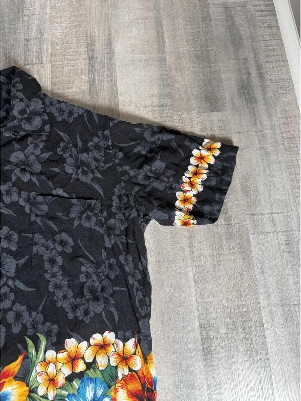 Vintage Kennington Cali Mens Large Floral Hawaiian Shirt Wood Button Aloha Rayon - Picture 4 of 9